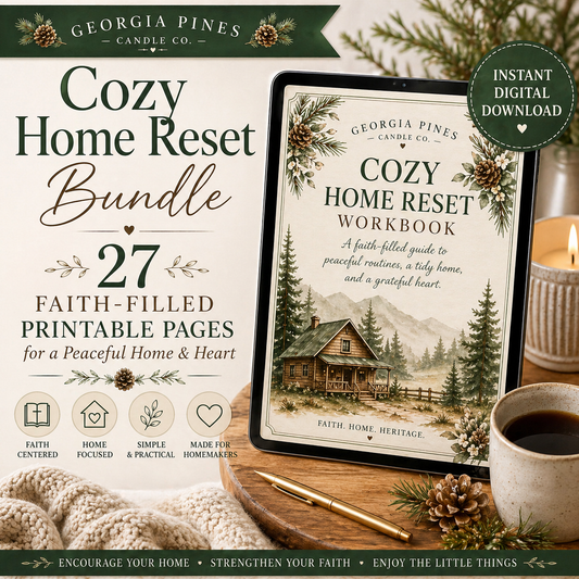 Cozy Home Reset Bundle | Christian Homemaker Planner Printable | Faith Filled Home Management Workbook | 27 Page Digital Download