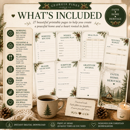 Cozy Home Reset Bundle | Christian Homemaker Planner Printable | Faith Filled Home Management Workbook | 27 Page Digital Download